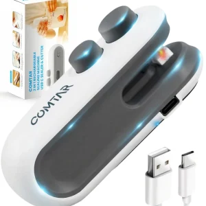 2-in-1 USB C Mini Bag Sealer & Cutter, Rechargeable Heat Seal Machine for Food
